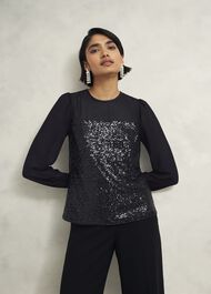 Zariah Sequin Top, Black, hi-res