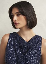 Petite Zuri Sequin Jumpsuit, Midnight Navy, hi-res
