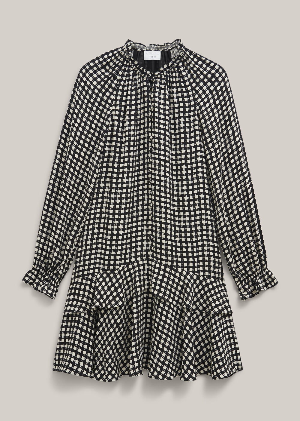 Hewlett Geo Mini Dress, Black Cream, hi-res