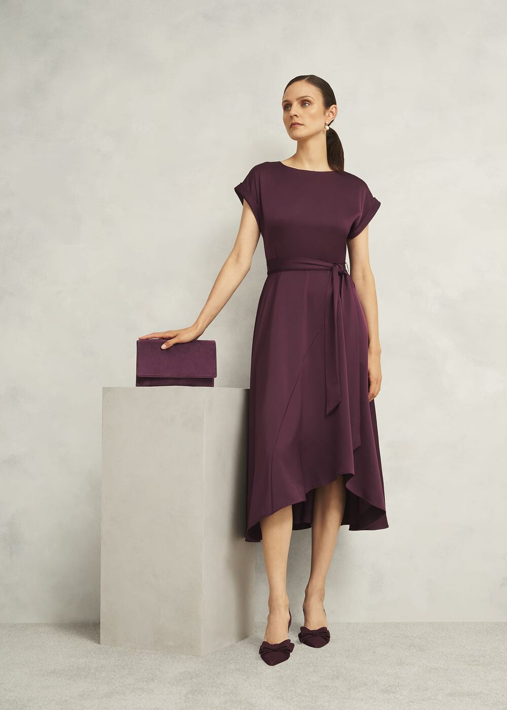 Agnes Tie Dress, Onyx Red, hi-res