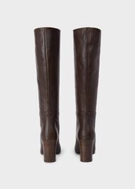 Anastasia Leather Knee High Boots, Dark Brown, hi-res
