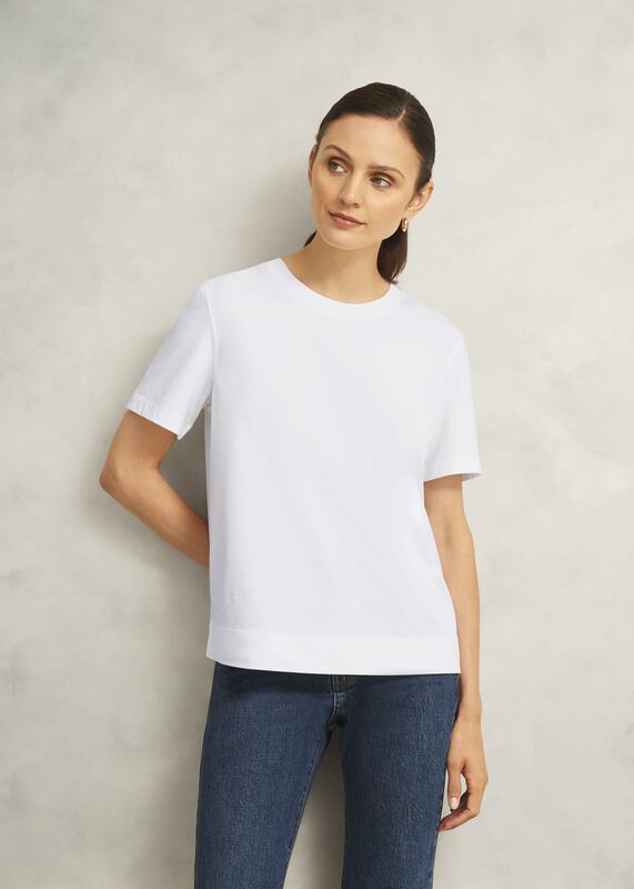 White Lori Cotton Crew Neck Short Sleeve T-Shirt