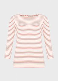 Sonya Striped Top, Ivory Coral, hi-res