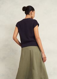 Ariel Cotton Knitted Top, Hobbs Navy, hi-res