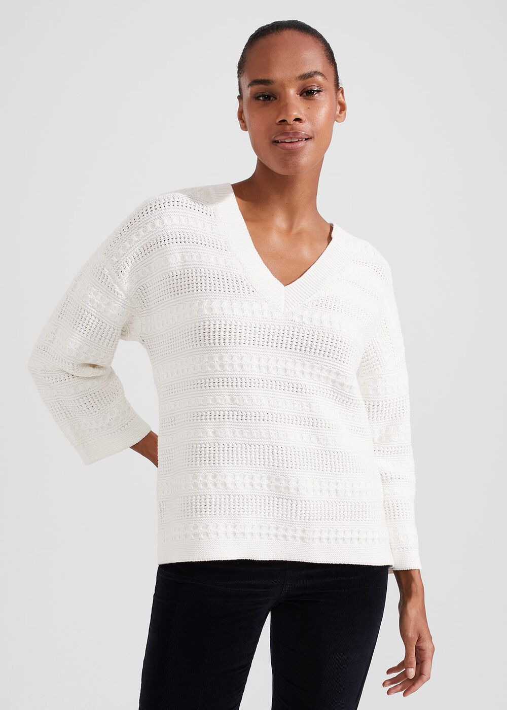 Hadley Cotton Sweater, Ivory, hi-res