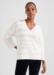 Hadley Cotton Sweater, Ivory, hi-res