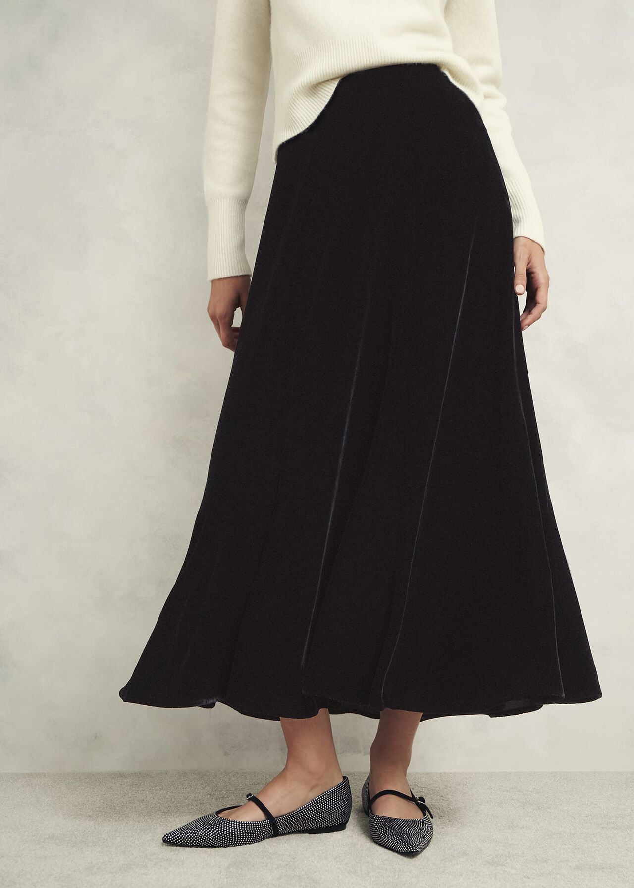 Charteris Velvet Skirt, Black, hi-res