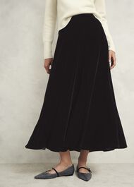 Charteris Velvet Skirt, Black, hi-res