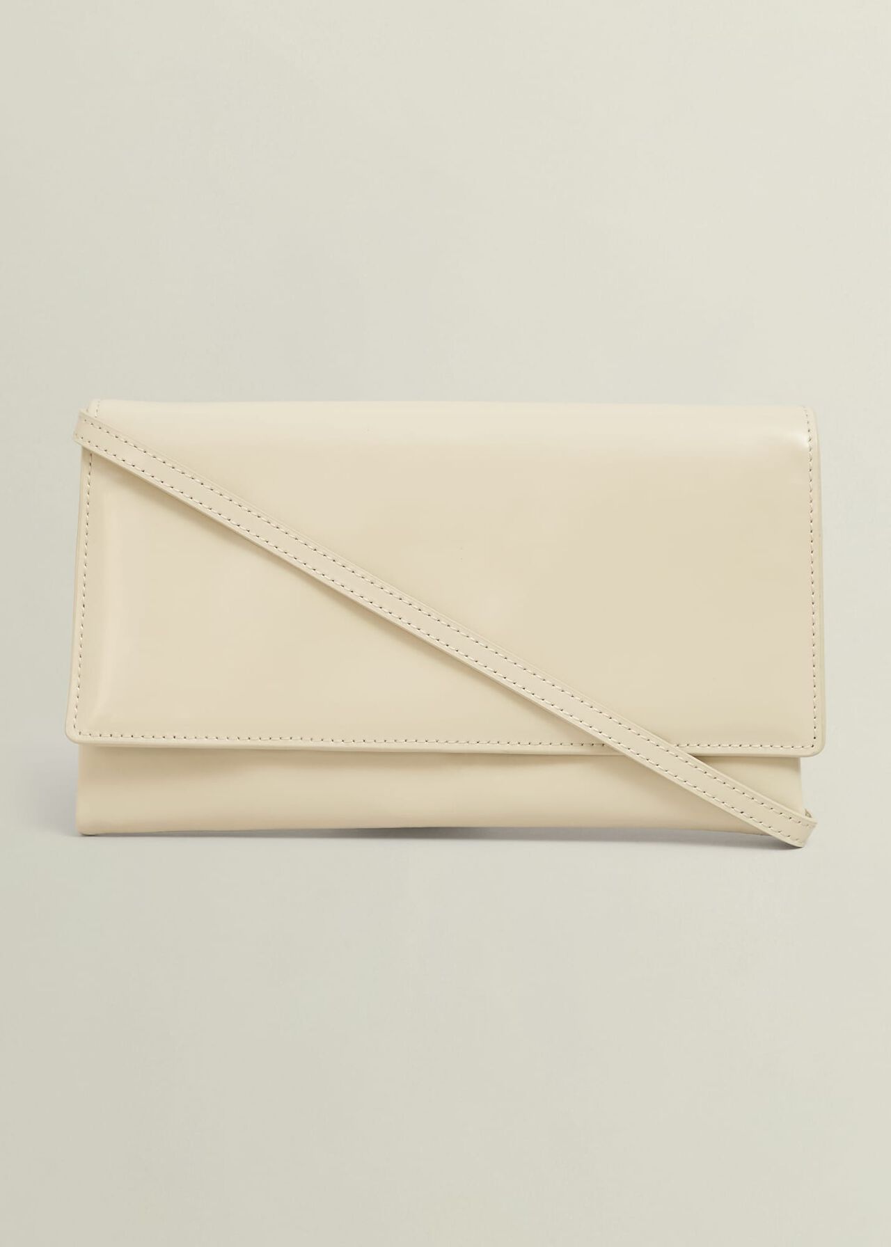 Renata Leather Clutch, Buttercream, hi-res