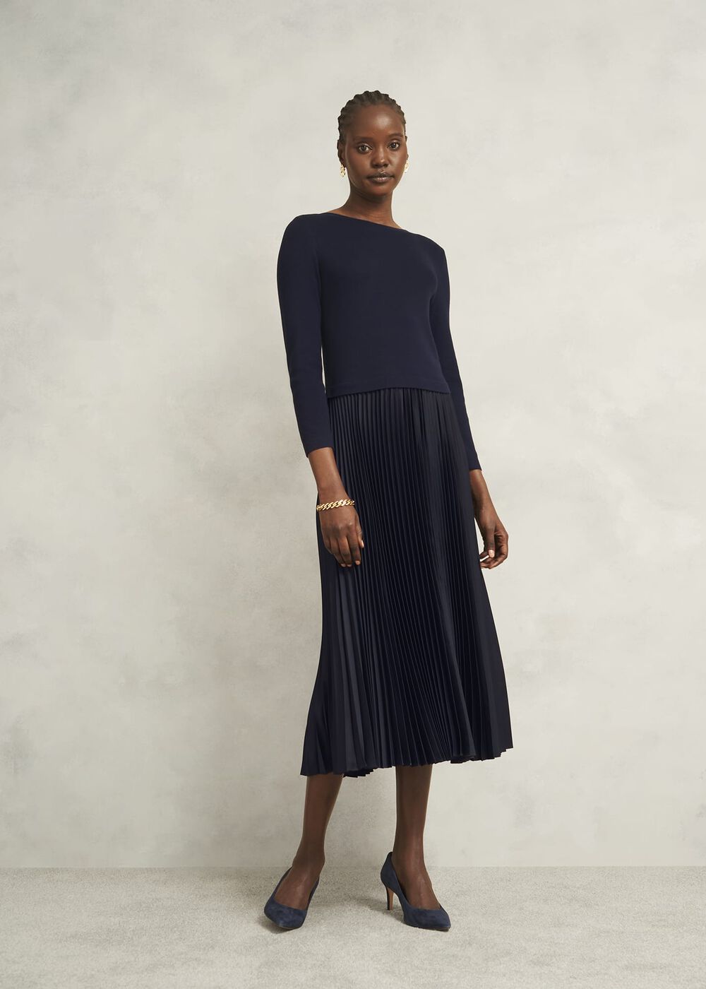Petite Lucinda Dress, Hobbs Navy, hi-res