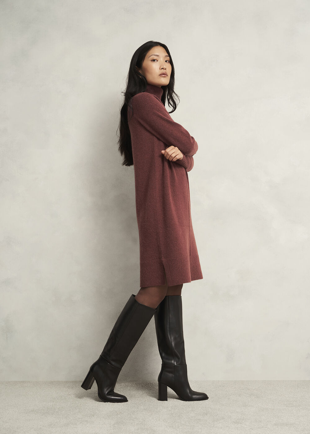 Nessa Knitted Dress, Cinnamon Brown, hi-res