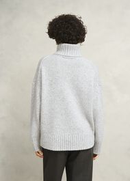 Grey Marl Yardley Chunky Roll Neck Knitted Sweater, Grey Mouline, hi-res