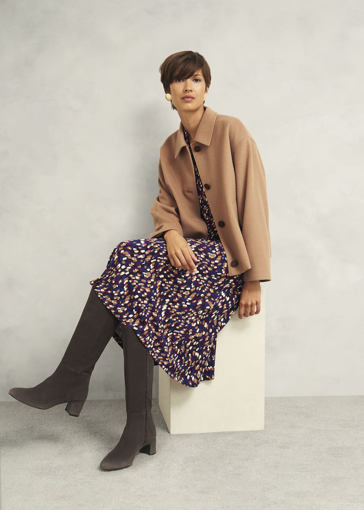 Caroline Suede Knee Boots, Chocolate Brown, hi-res
