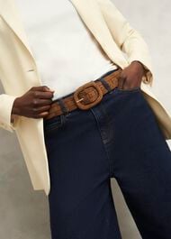 Abbie Suede Woven Belt, Tan, hi-res
