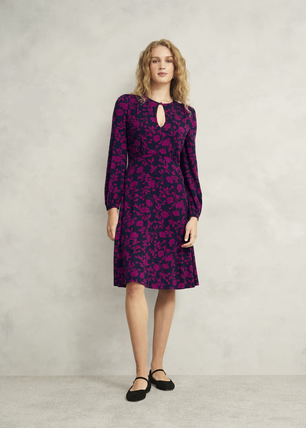 Grace Jersey Dress, Navy Pink, hi-res