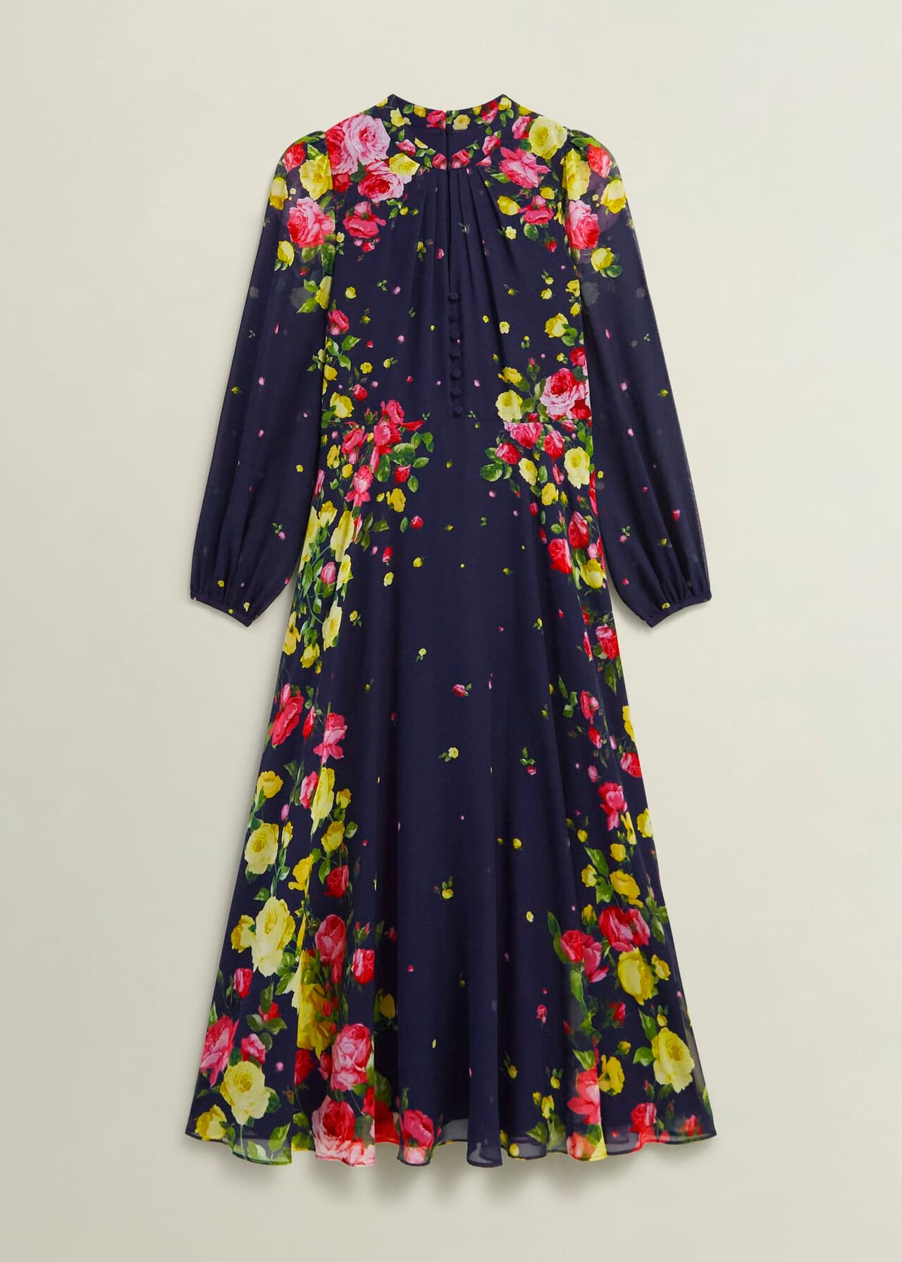 Eva Floral Silk Dress, Navy Multi, hi-res