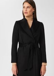 Olivia Wool Wrap Coat, Black, hi-res