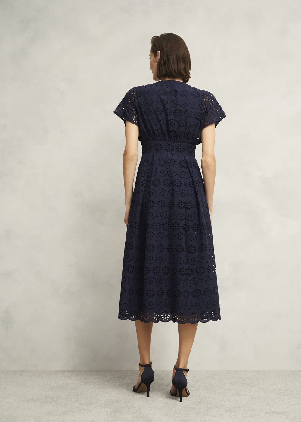 Morrab Cotton Broderie Dress, Midnight Navy, hi-res