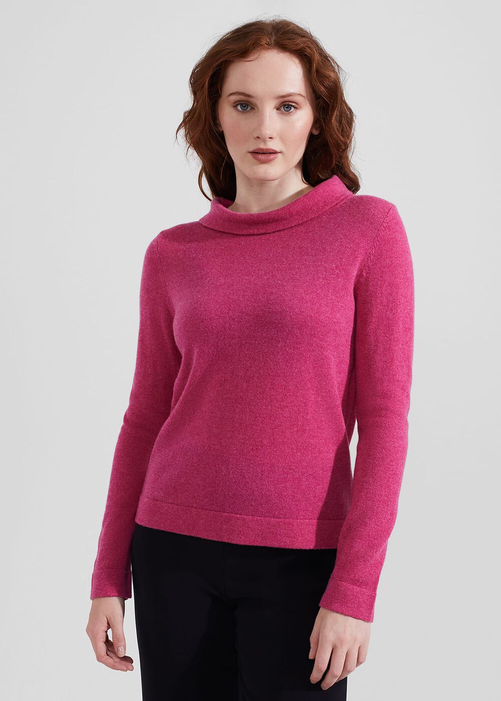 Audrey Wool Cashmere Sweater, Pink Marl, hi-res