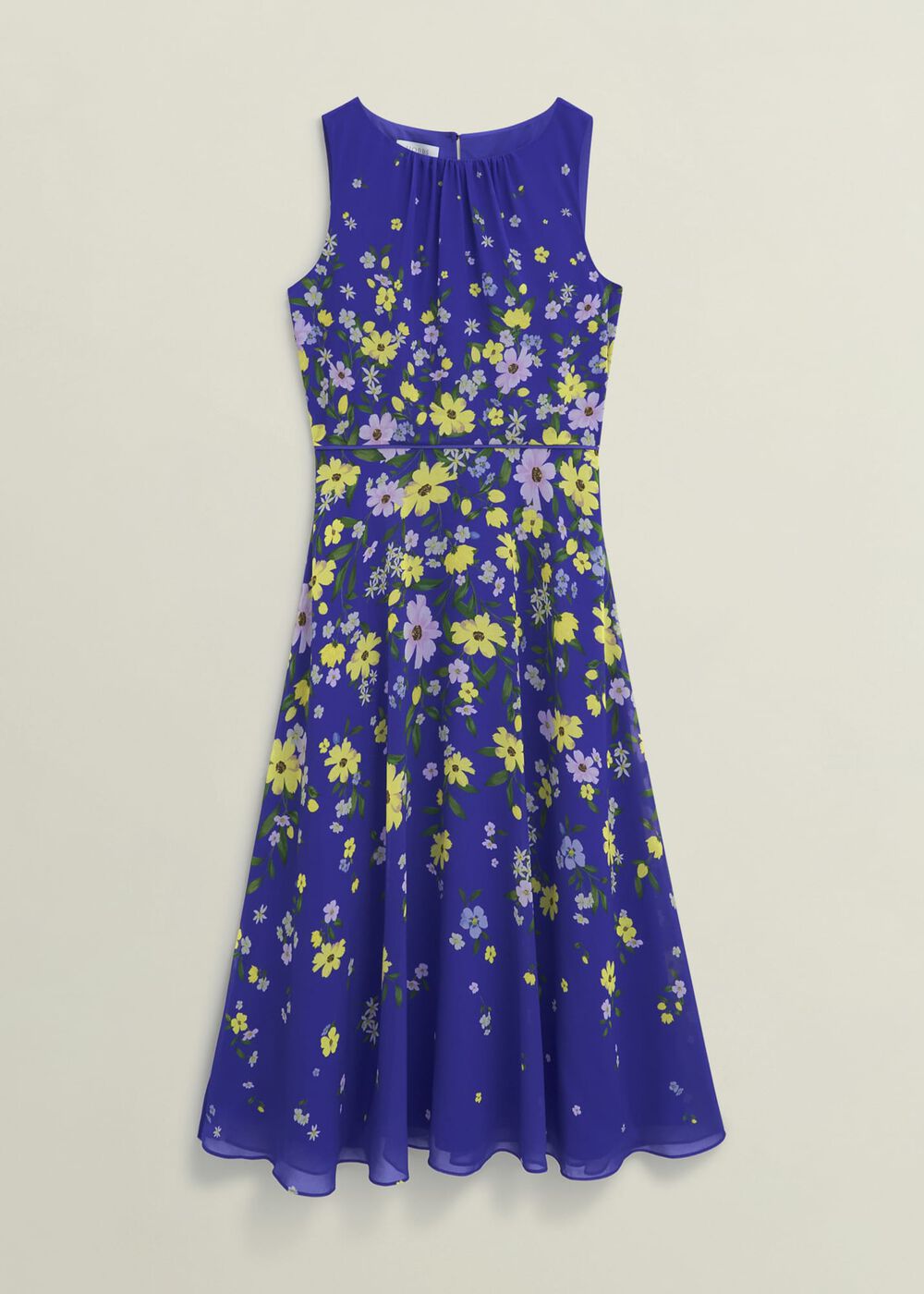 Carly Gathered Neck Dress, Blue Multi, hi-res