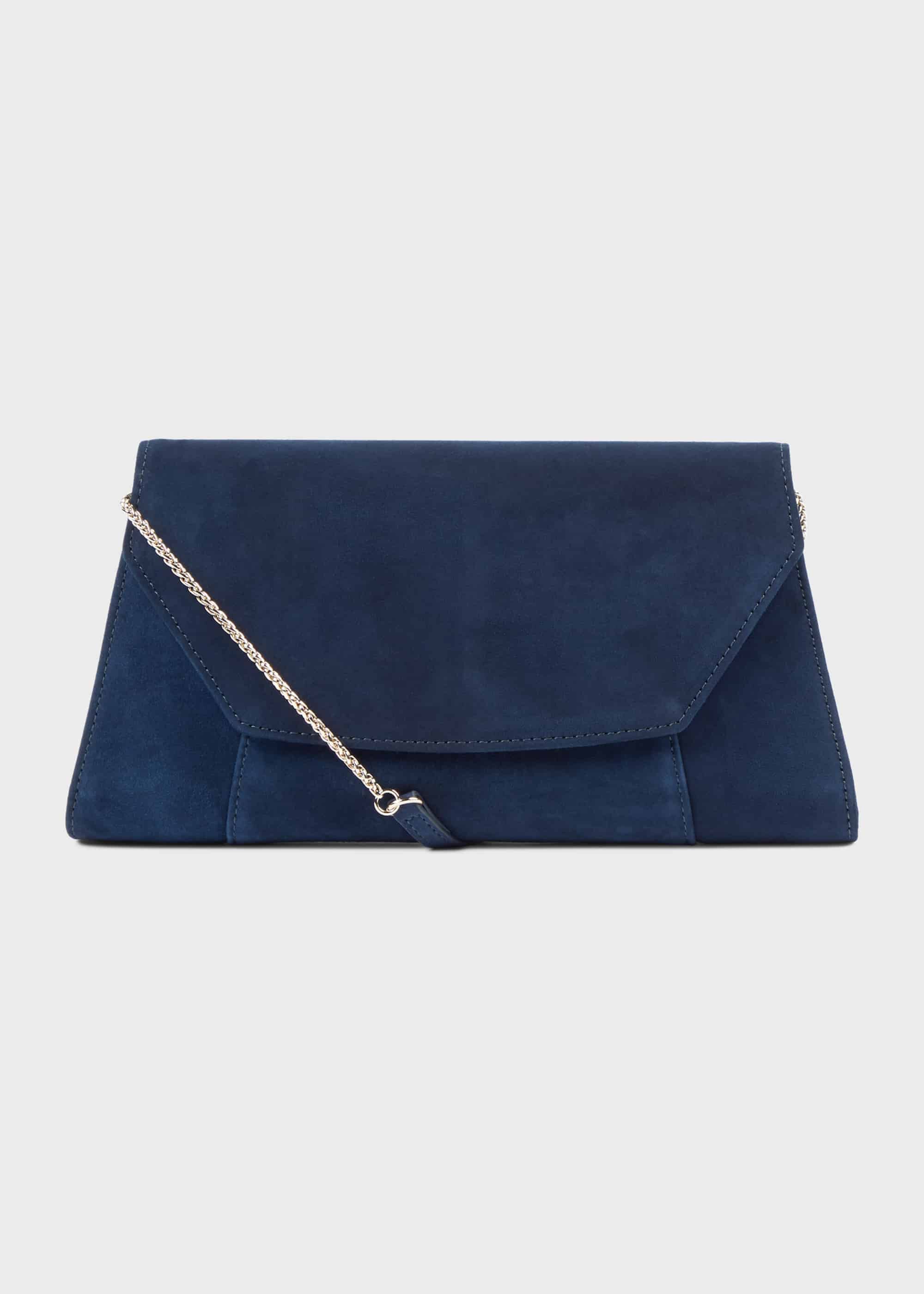 blue suede evening bag