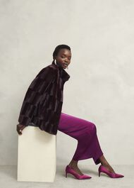 Andrea Faux Fur Coat, Wine, hi-res
