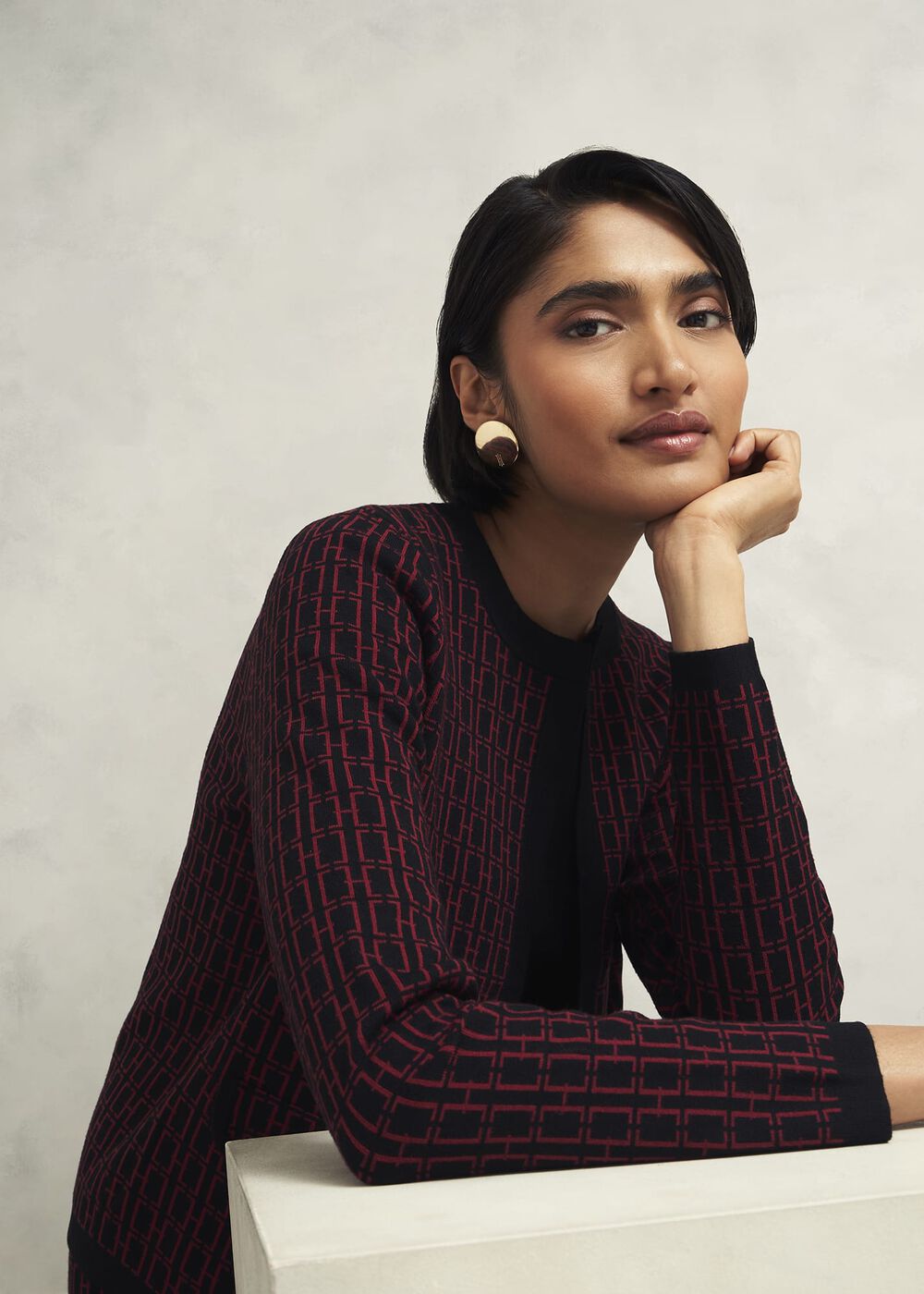 Perrie Knitted Jacket, Black Rhubarb, hi-res