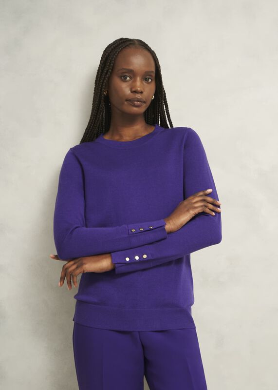 Purple Penny Merino Wool Crew Neck Knitted Sweater