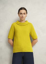 Camilla Cotton Sweater, Gold Chartreuse, hi-res