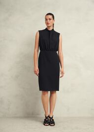 Camille Twist Neck Dress, Black, hi-res