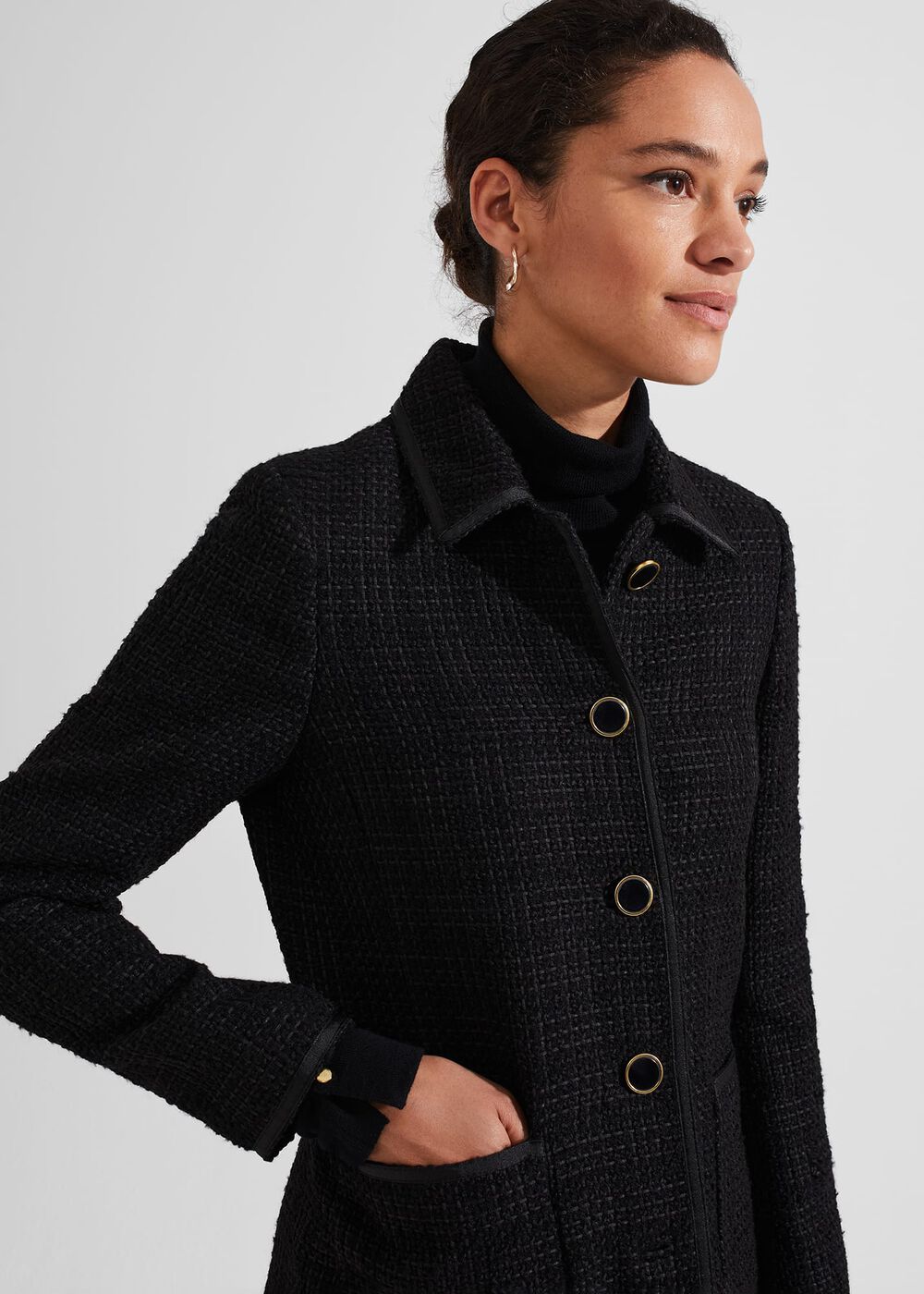 Elaine Tweed Coat With Wool, Black, hi-res