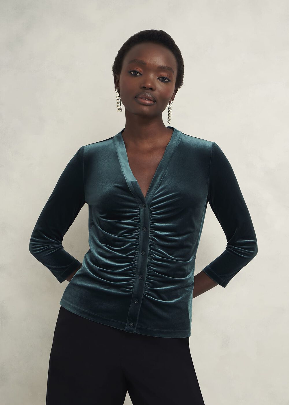 Velvet Hattie Top, Evergreen, hi-res