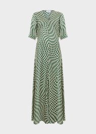 Parcevall Silk Dress, Green Cream, hi-res