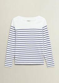Constance Cotton Striped Top, White Blue, hi-res