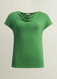 Cathy Cowl Neck Top, Cilantro Green, hi-res