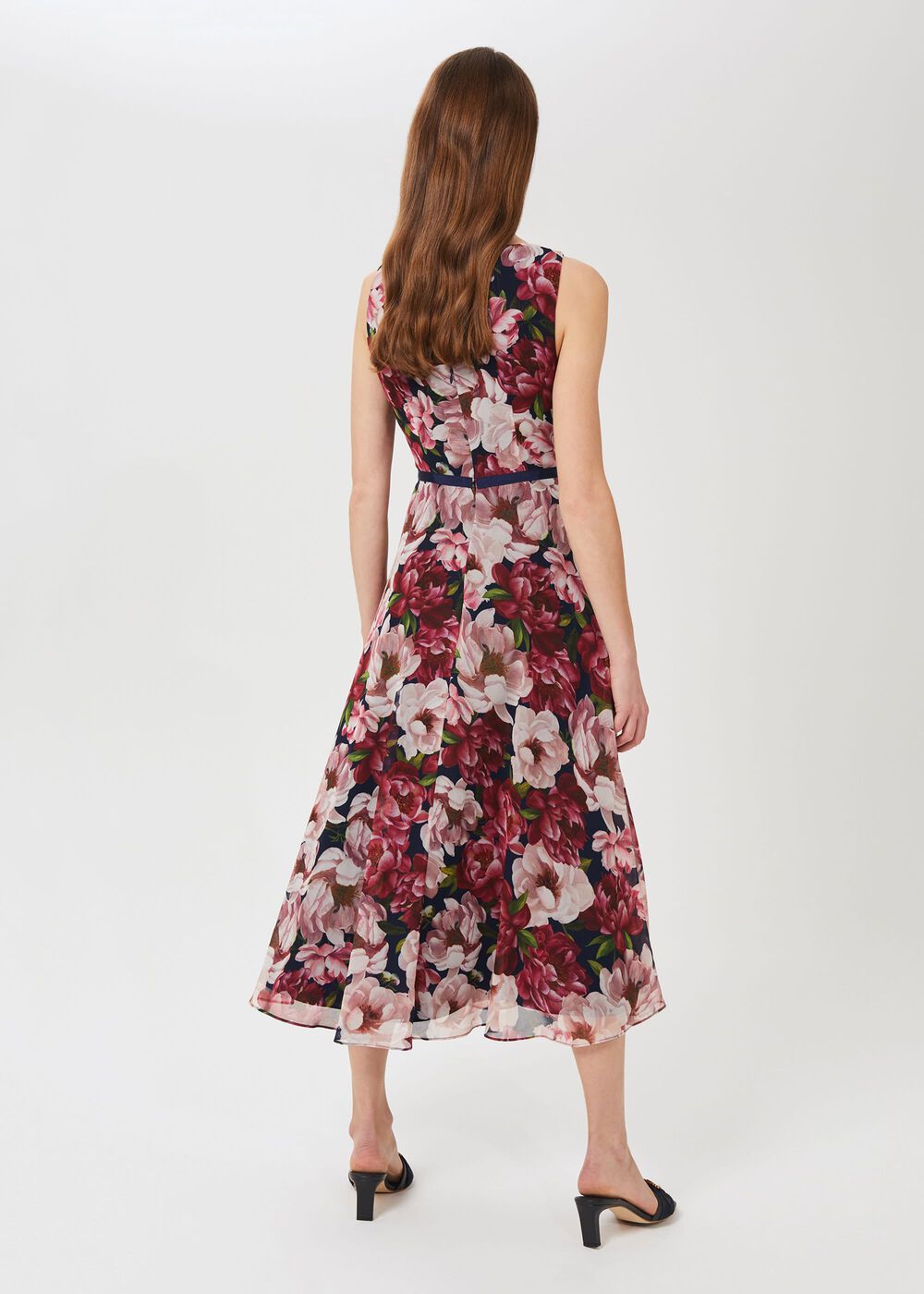 Carly Floral Midi Dress, Peony Pink, hi-res