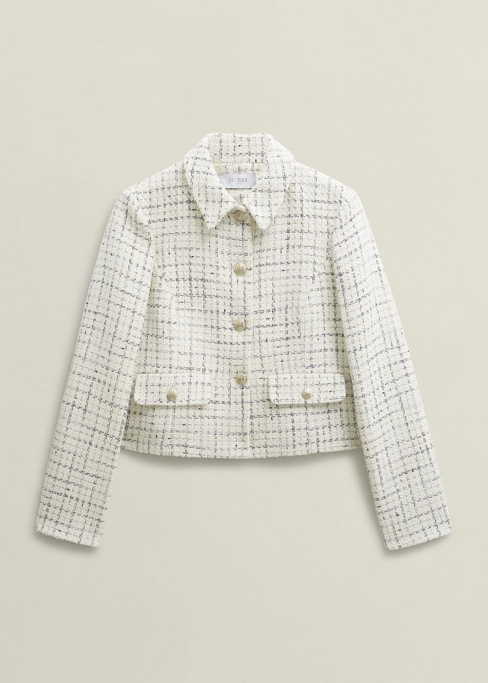 Jessie Cotton Blend Jacket, Ivory Navy, hi-res