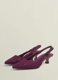 Safia Tweed Slingbacks, Warm Plum, hi-res