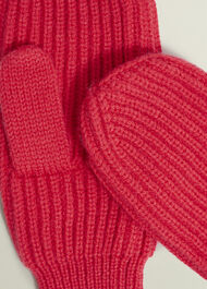 Philipa Knit Mittens With Wool, Red, hi-res