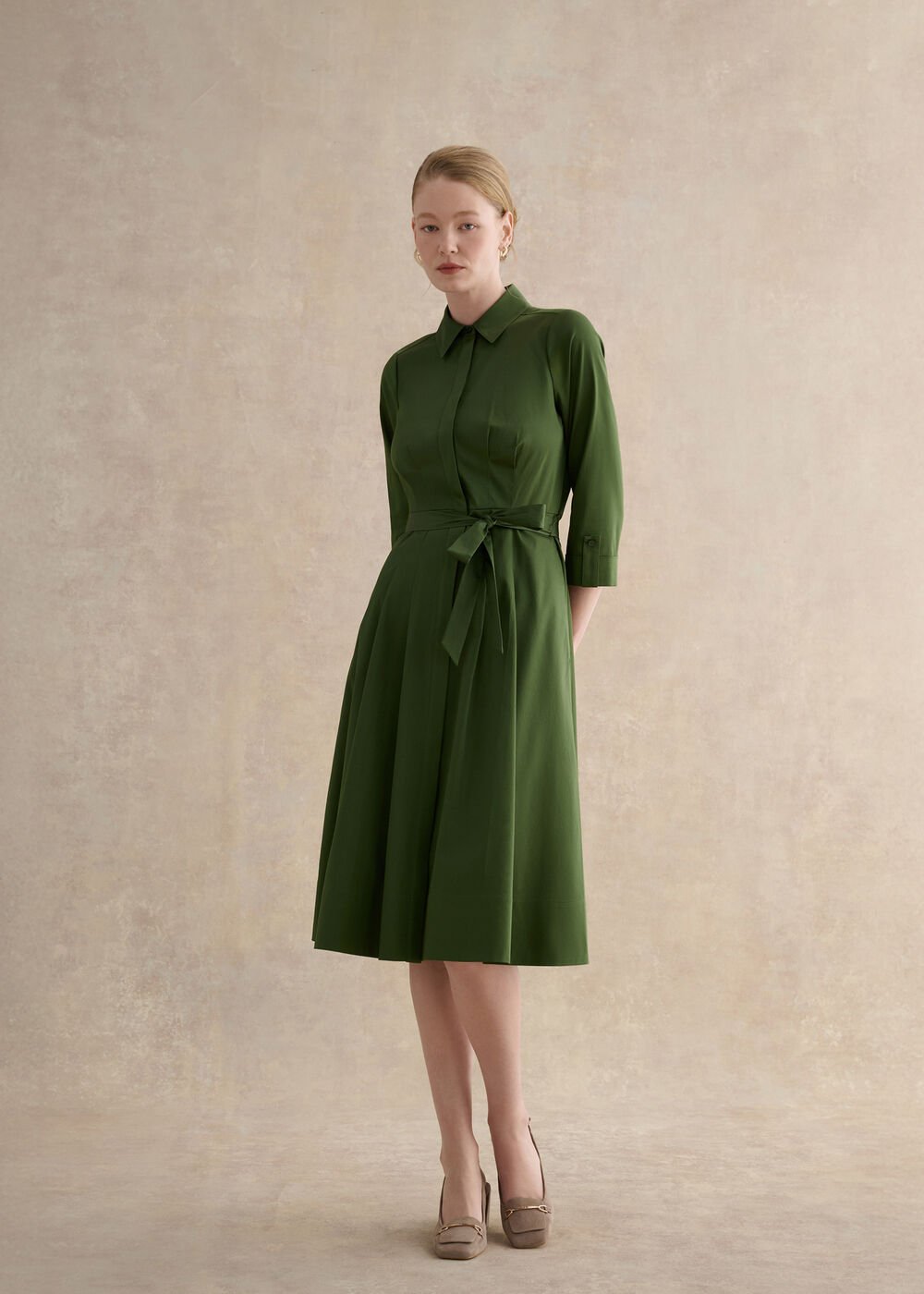 Brigitta Midi Dress, Pine Green, hi-res