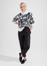 Kyra Jacquard Sweater, Ivory Black, hi-res