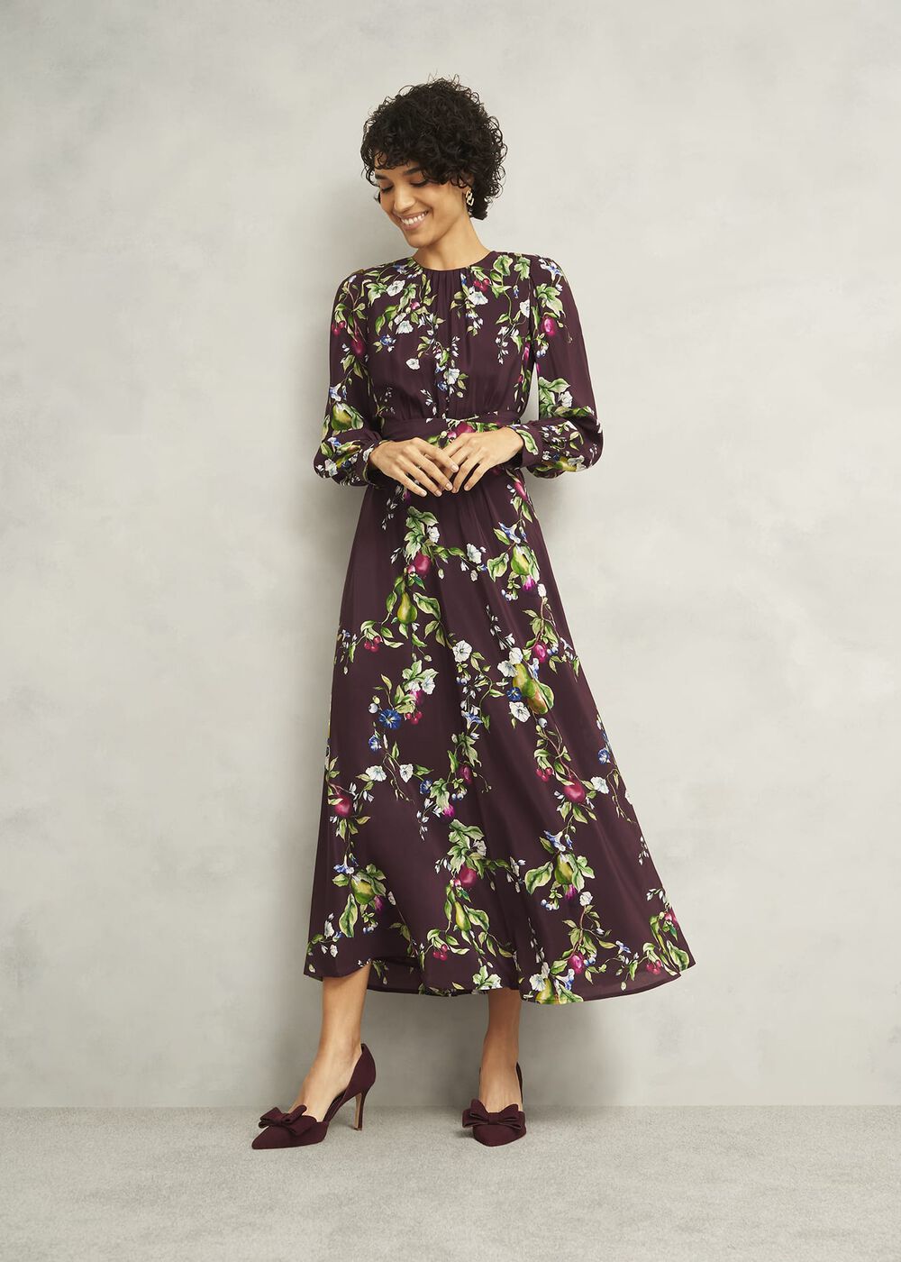 Iford Silk Dress, Onyx Red Multi, hi-res