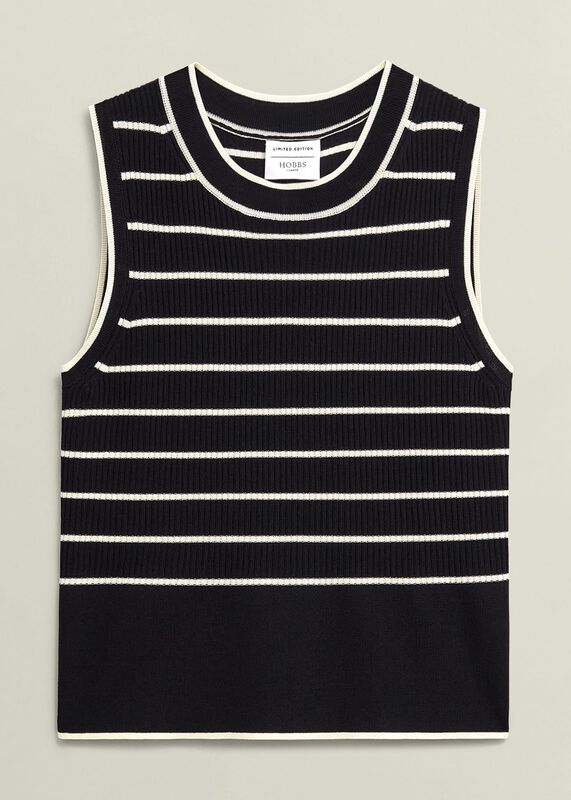 Navy Belmont Striped Knitted Vest Top