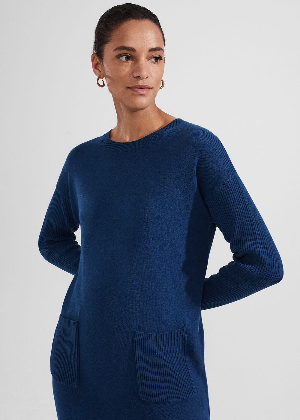 Devora Knitted Dress With Cashmere, Steel Blue, hi-res