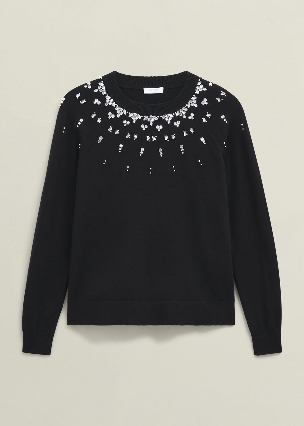 Black Theodora Wool Blend Gem Fairisle Knitted Sweater , Black, hi-res