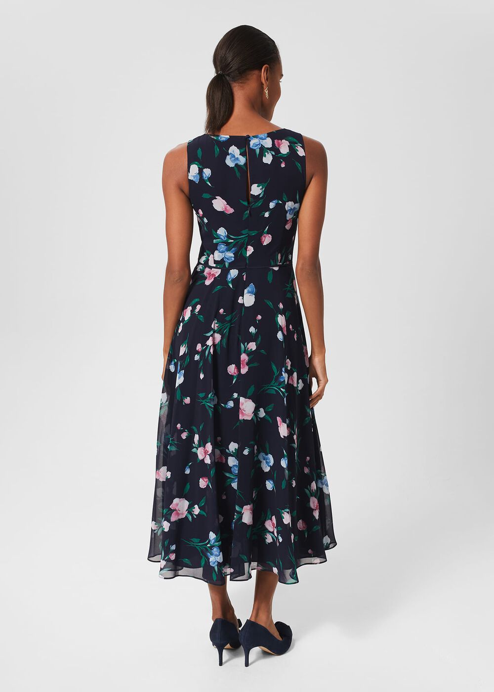 Carly Floral Midi Dress, Navy Multi, hi-res