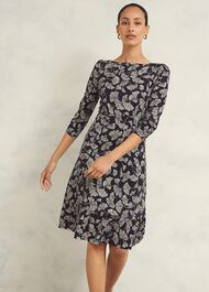 Ginny Jersey Dress, Navy Cream, hi-res