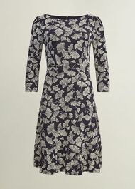 Ginny Jersey Dress, Navy Cream, hi-res