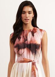 Heligan Floral Midi Dress, Cream Pink, hi-res