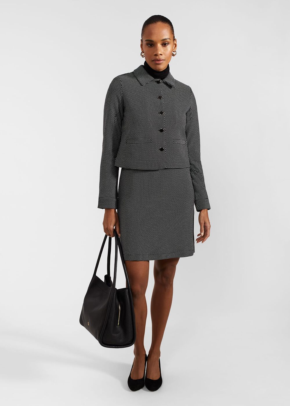 Violet Ponte Dress, Black Ivory, hi-res